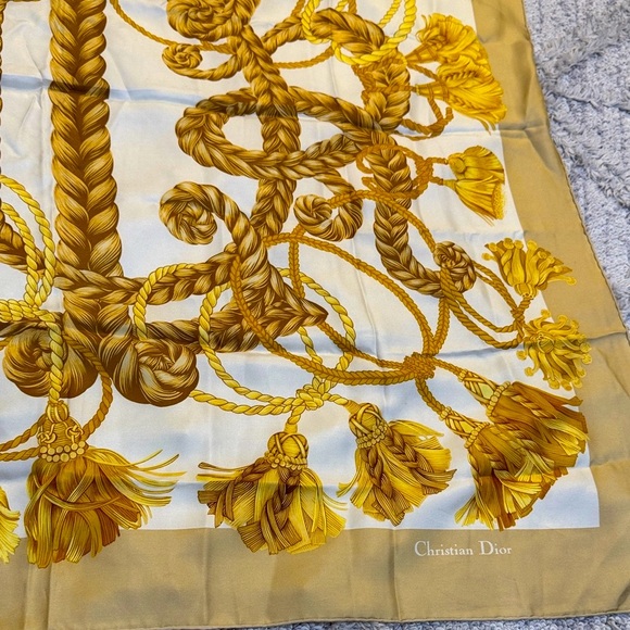 Authentic Dior Gold and Cream Silk Oversize Scarf - Picture 7 of 11